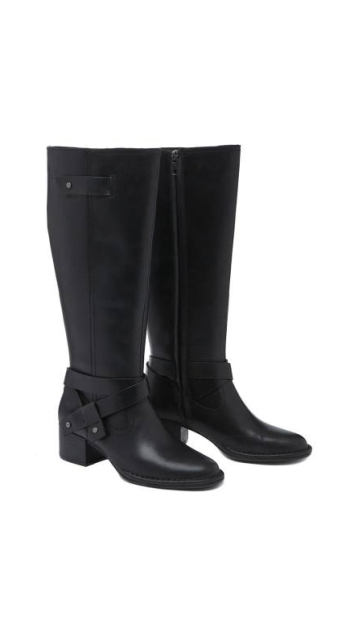 Hobbs London black buckle knee high boot